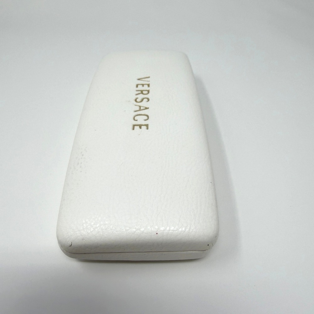 Versace Hard Shell Eyeglass Case White Leather Look Logo - Picture 5 of 10